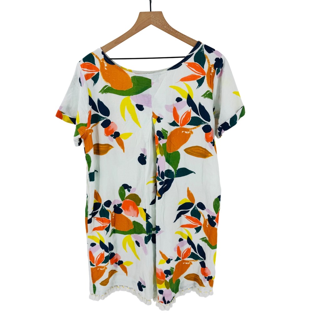 Roller Rabbit Colorful Shift Dress Floral Citrus Boho Size L Tropical Artistic - Picture 2 of 12